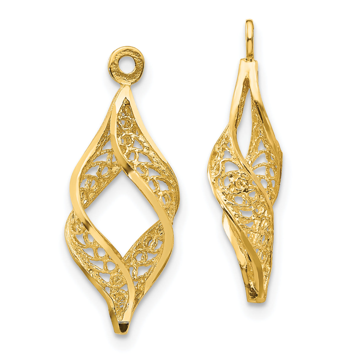 14k Polished Filigree Swirl Earring Jackets