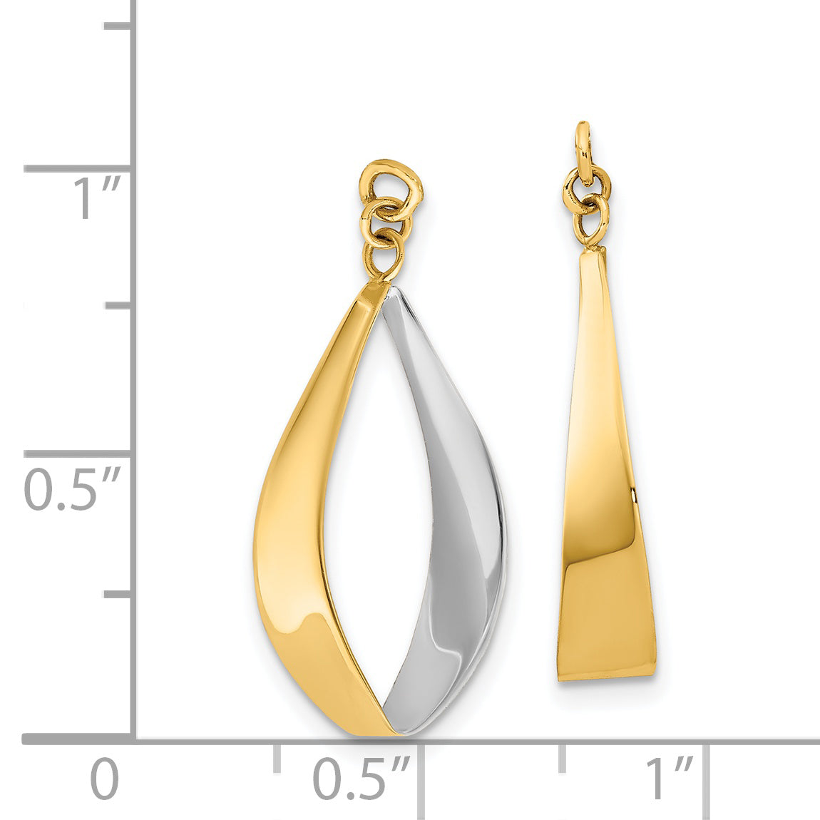 14k Polished & Rhodium Reversible Dangle Earring Jackets