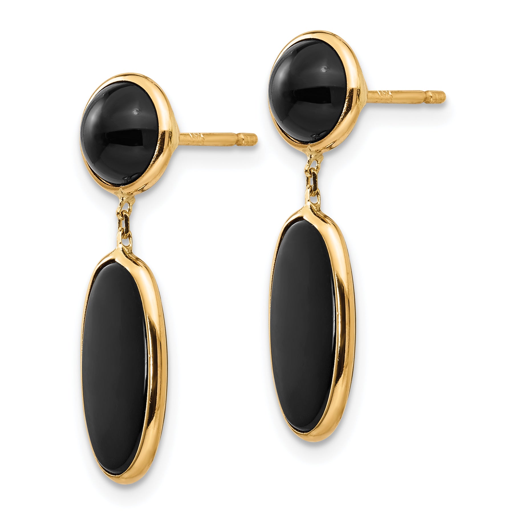 14k Onyx Oval Dangle Post Earrings Secondary image