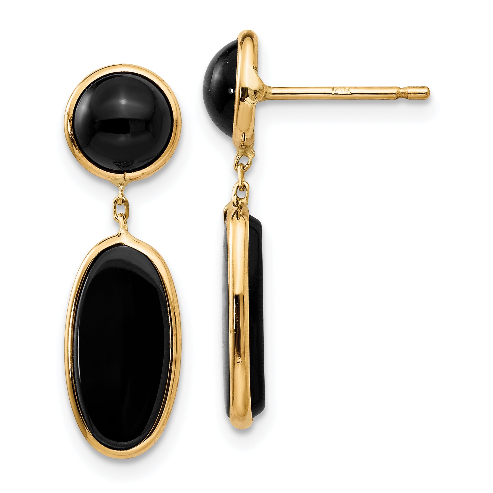 14k Onyx Oval Dangle Post Earrings Main image