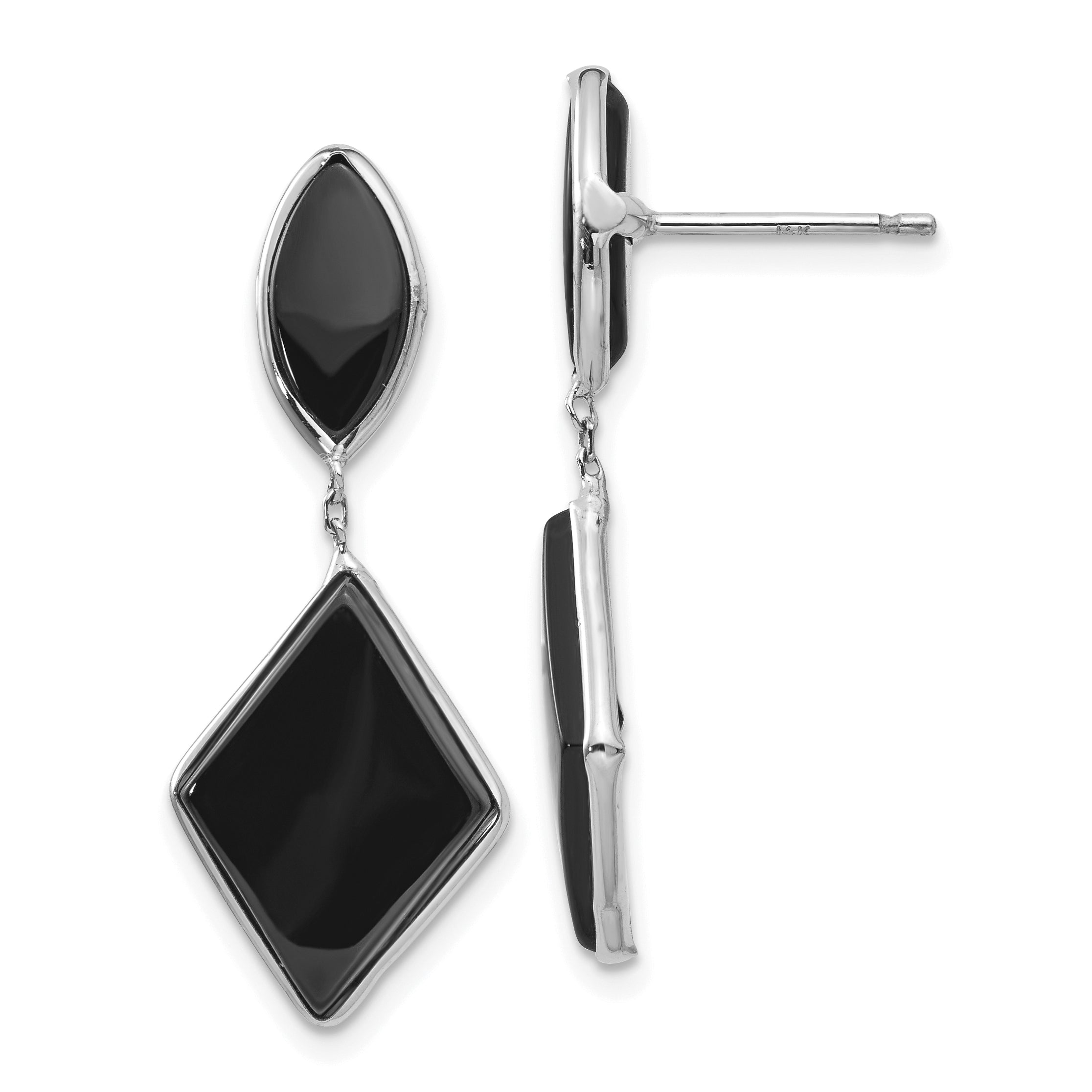 14k White Gold Onyx Dangle Post Earrings Main image