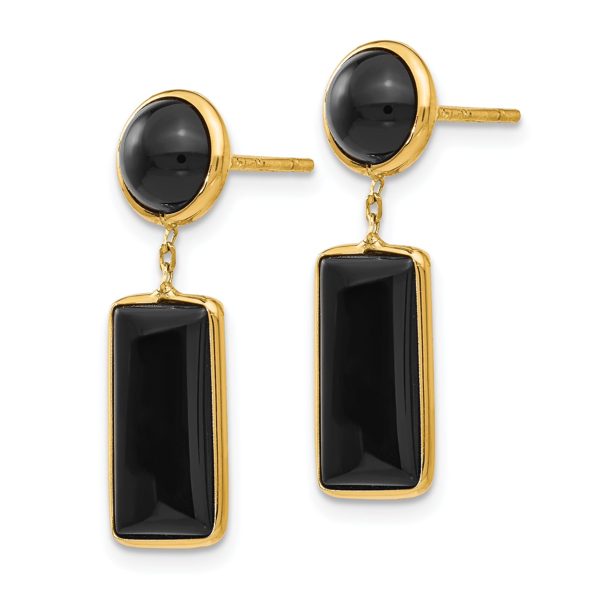 14k Onyx Rectangle Dangle Post Earrings Secondary image