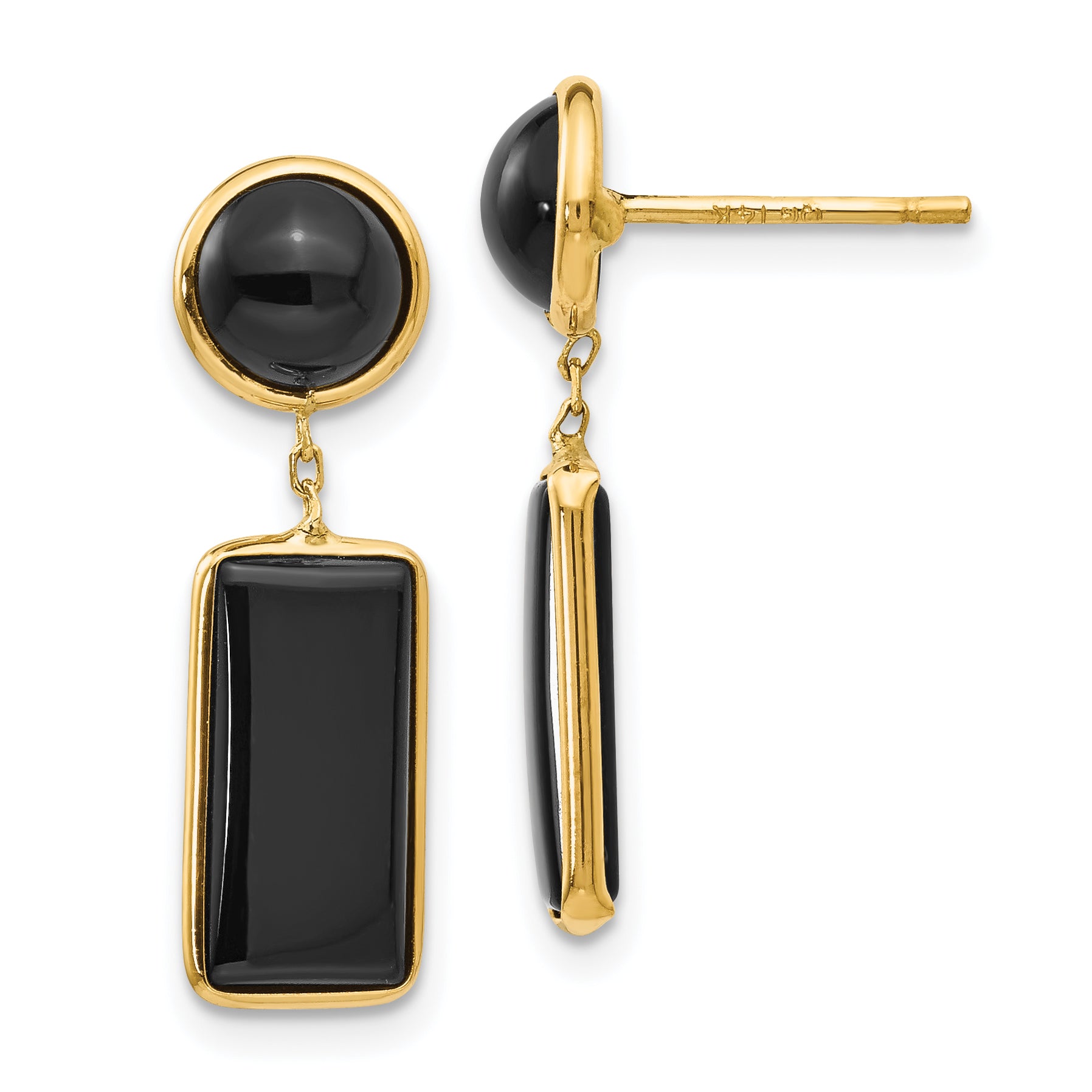 14k Onyx Rectangle Dangle Post Earrings Main image