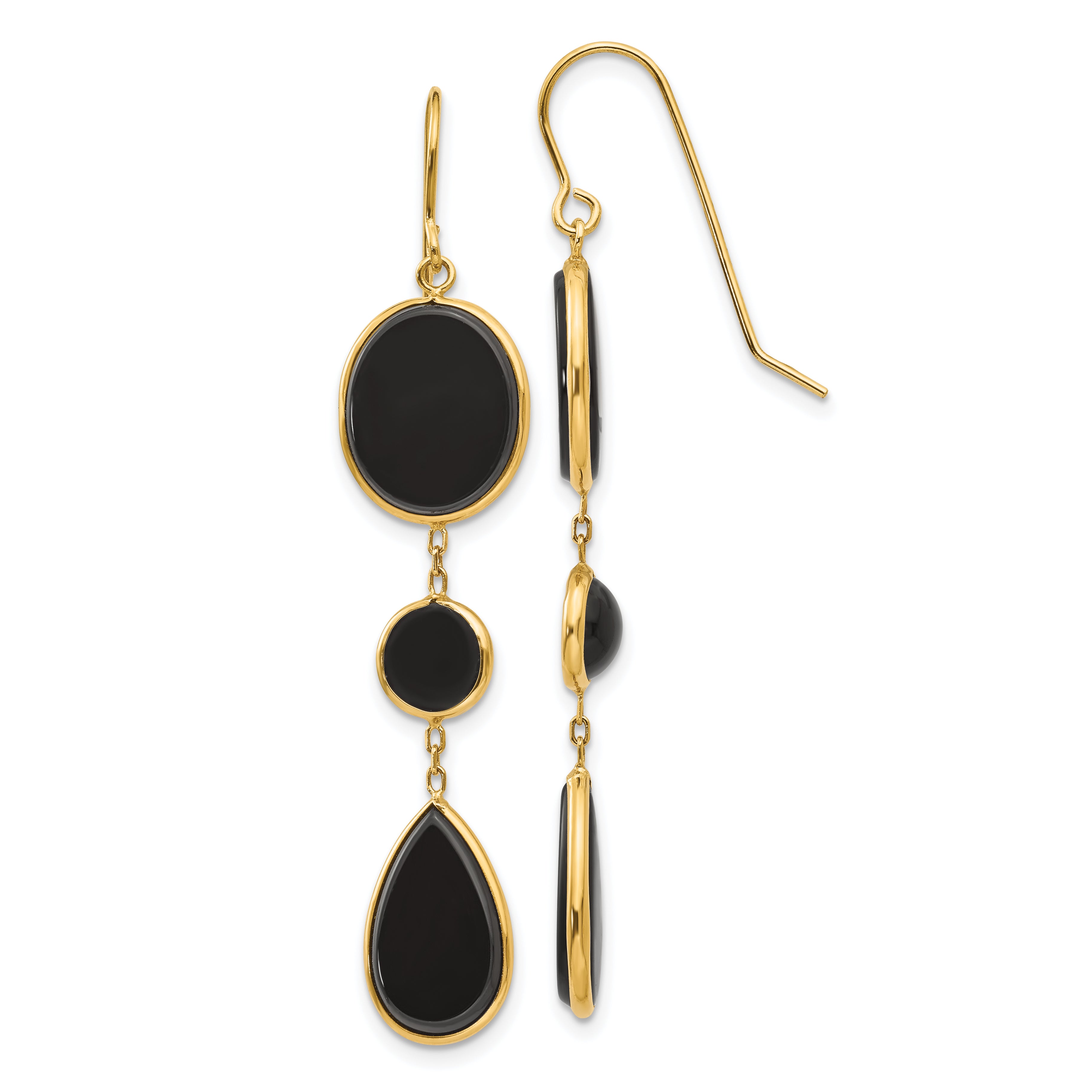 14k Onyx Geometric Dangle Earrings Main image