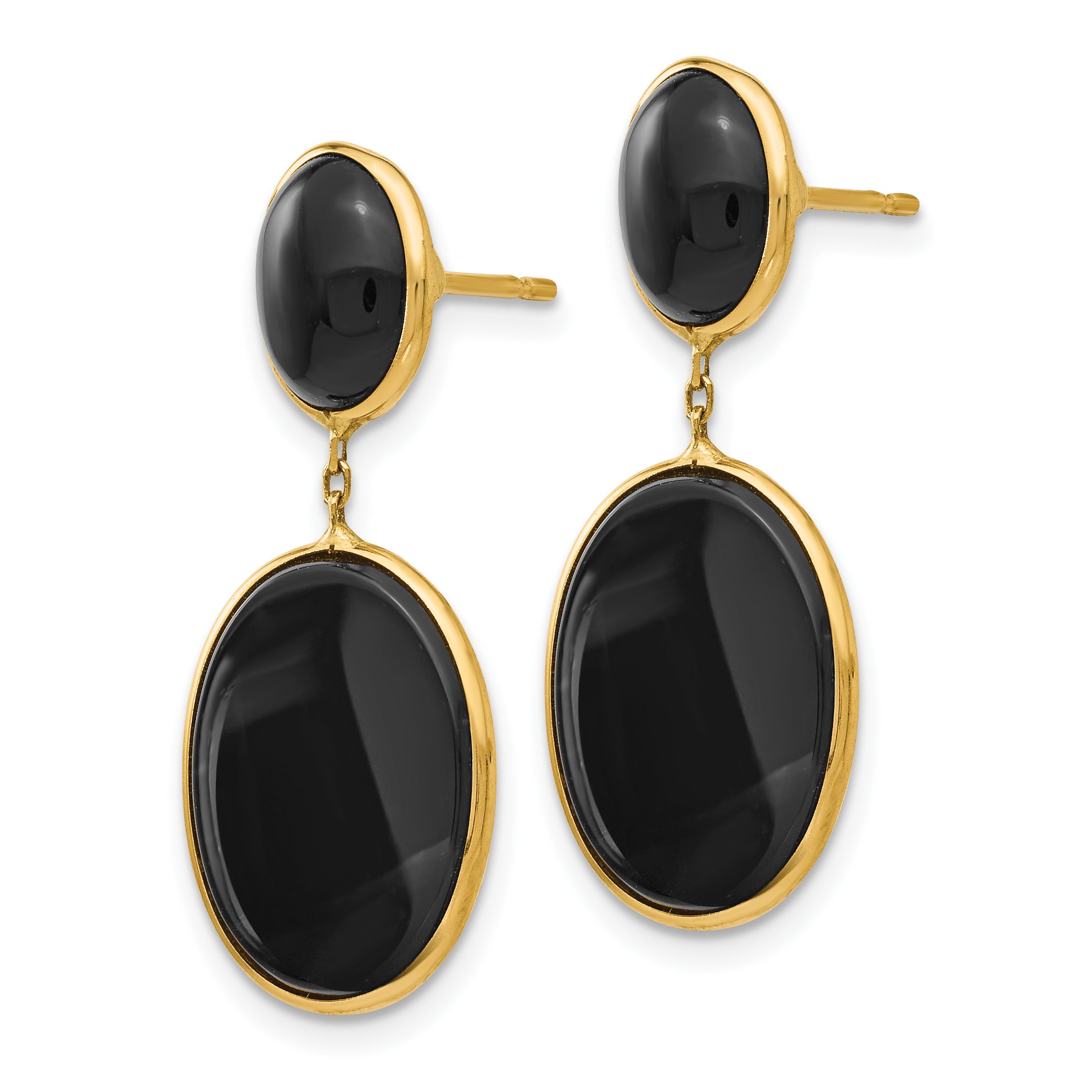 14k Onyx Oval Dangle Earrings Secondary image