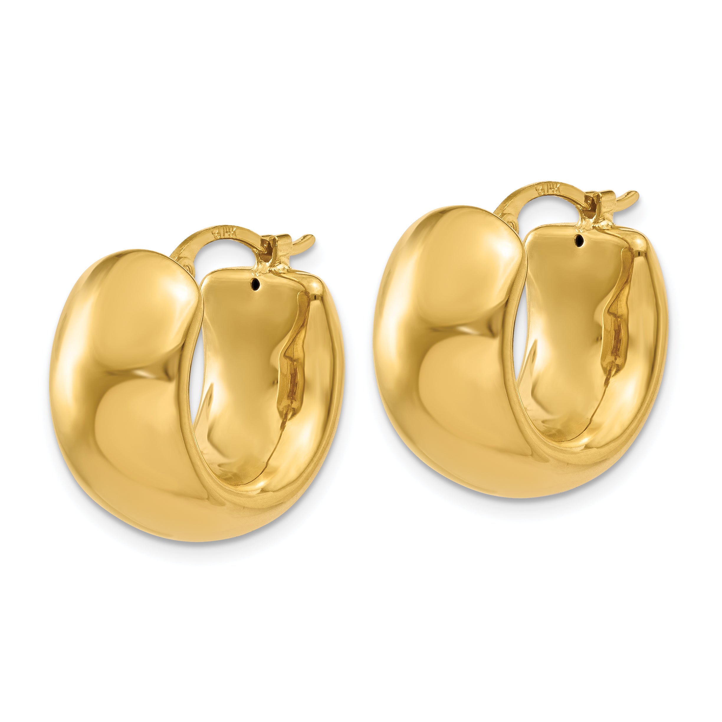 14k Wide Puffed Hoop Earrings Secondary image
