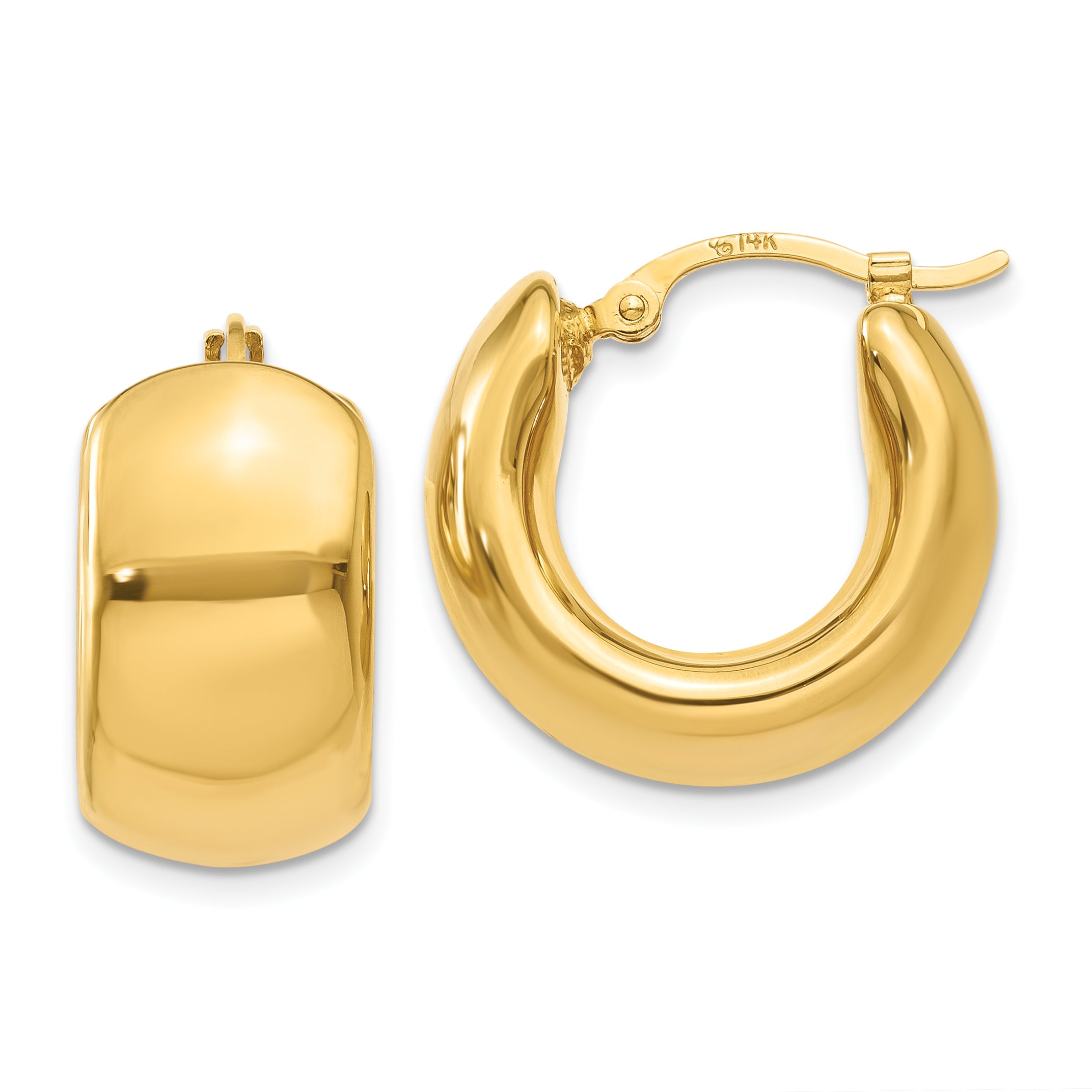 14k Wide Puffed Hoop Earrings Main image