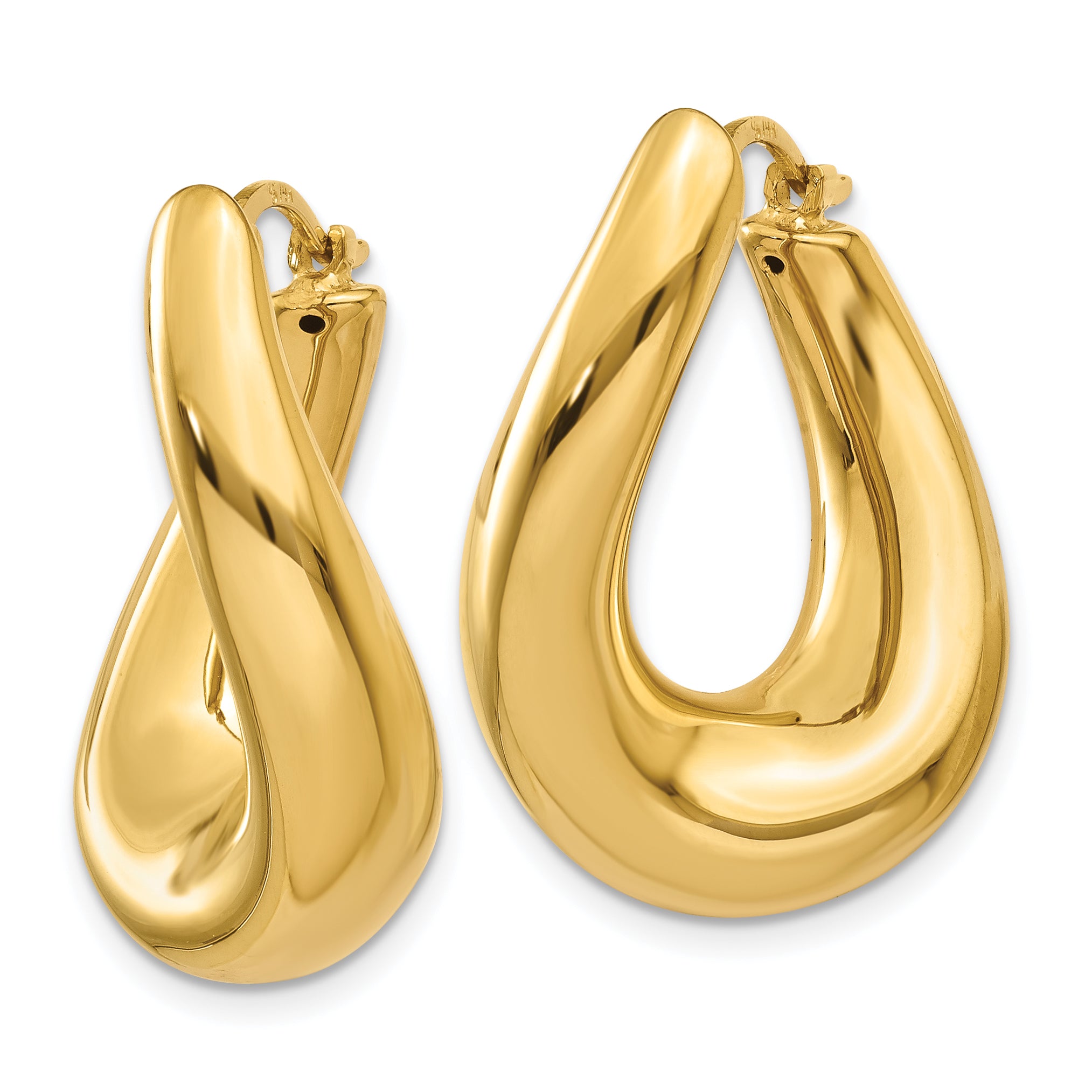 14k Twisted Oval Hoop Earrings Secondary image