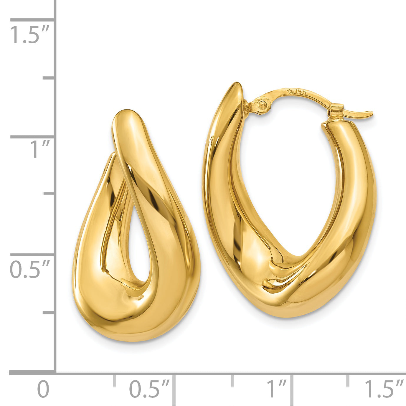 14k Twisted Oval Hoop Earrings