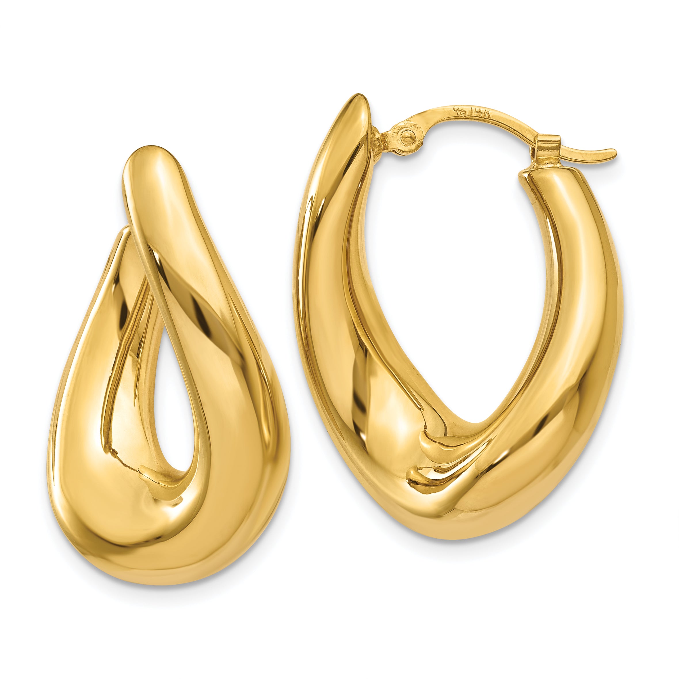14k Twisted Oval Hoop Earrings Main image