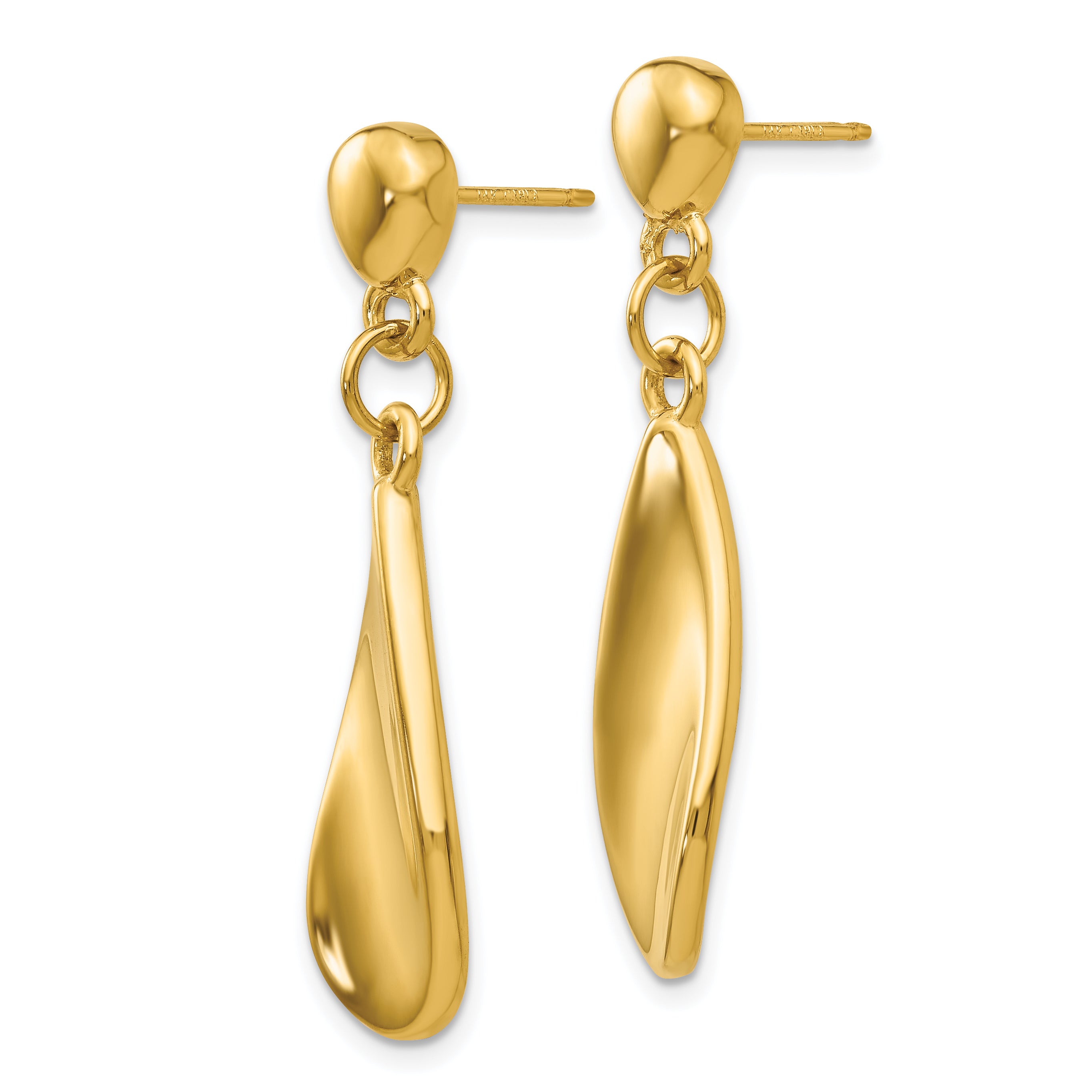 14k Tear Drop Dangle Post Earrings Secondary image