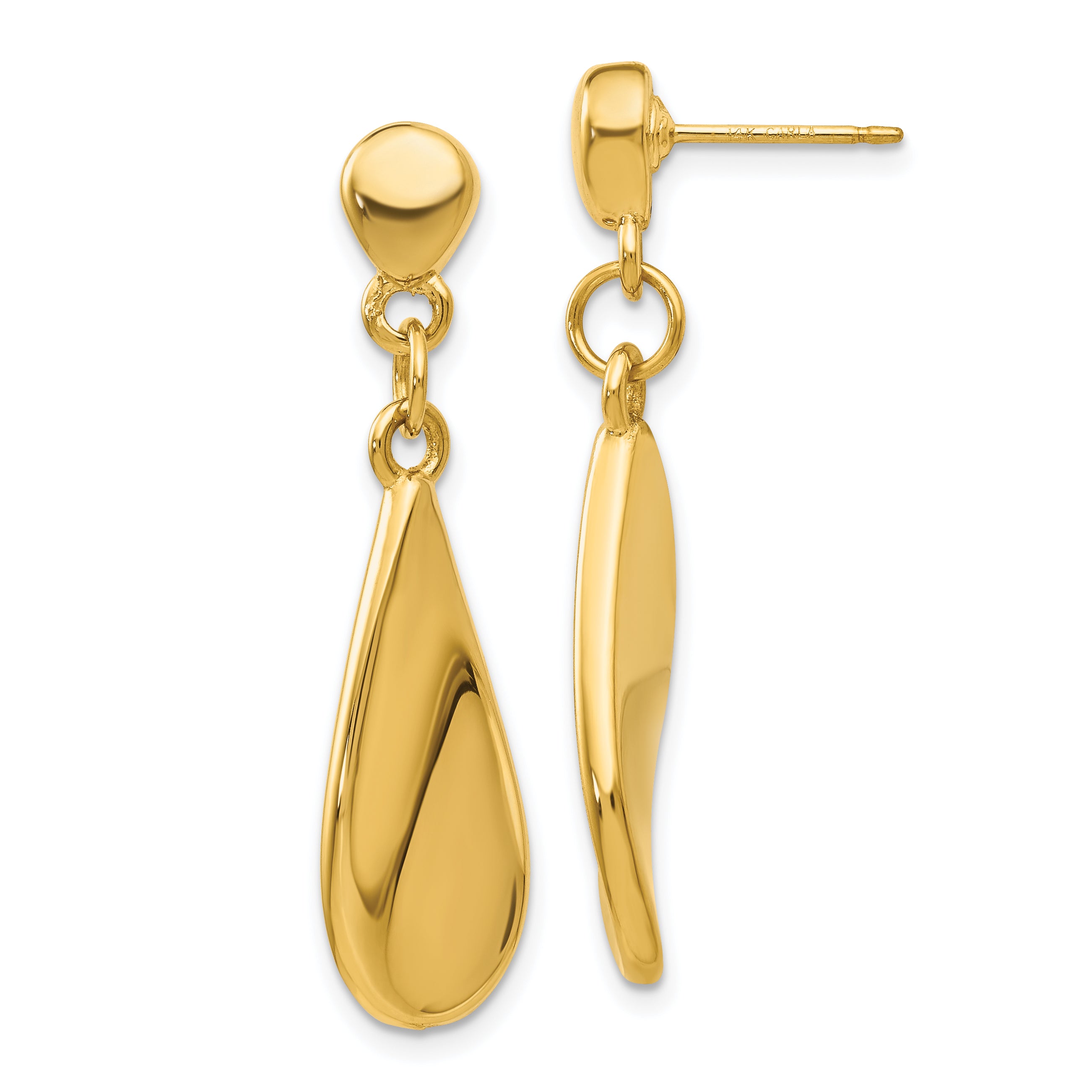 14k Tear Drop Dangle Post Earrings Main image
