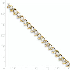 Sophia Jewelers 14K Gold Diamond Bracelet with Polished Baguette and Round Gems