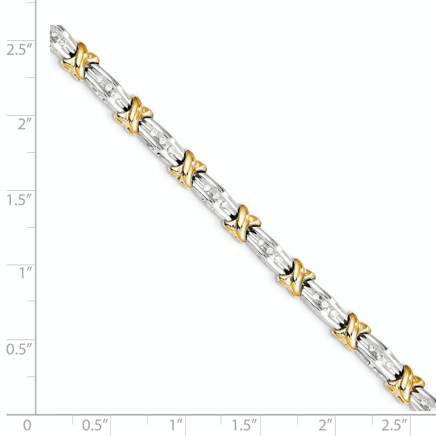 14K Two-Tone Diamond Bracelet with Polished Finish by Sophia Jewelers