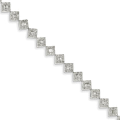 14k White Gold Diamond Square Link Bracelet
