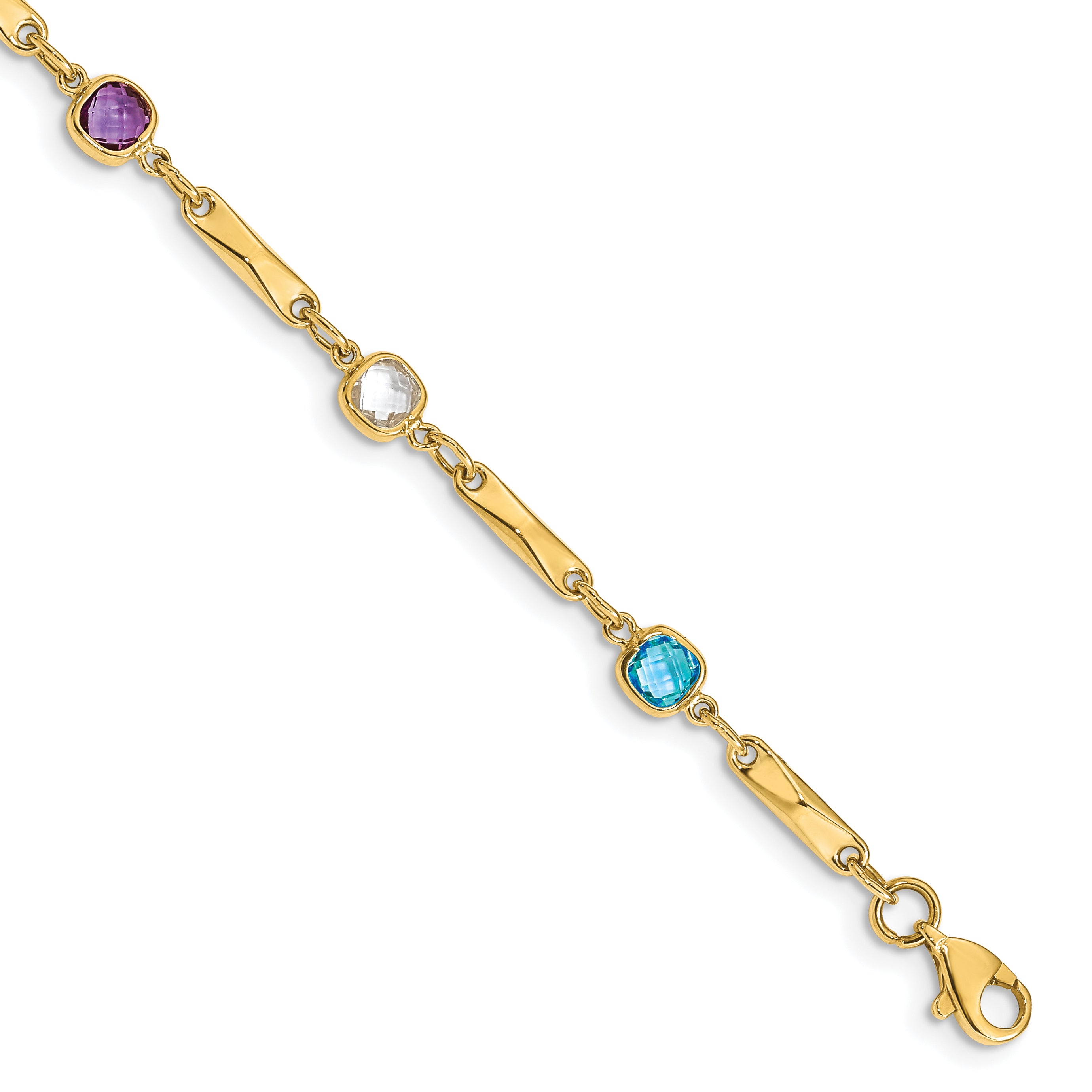 14K Multi Gemstone Fancy Link Bracelet Main image