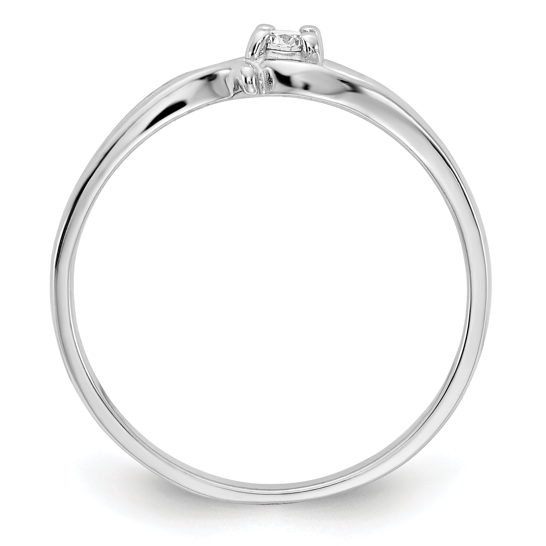 14k White Gold Polished AA Diamond Ring