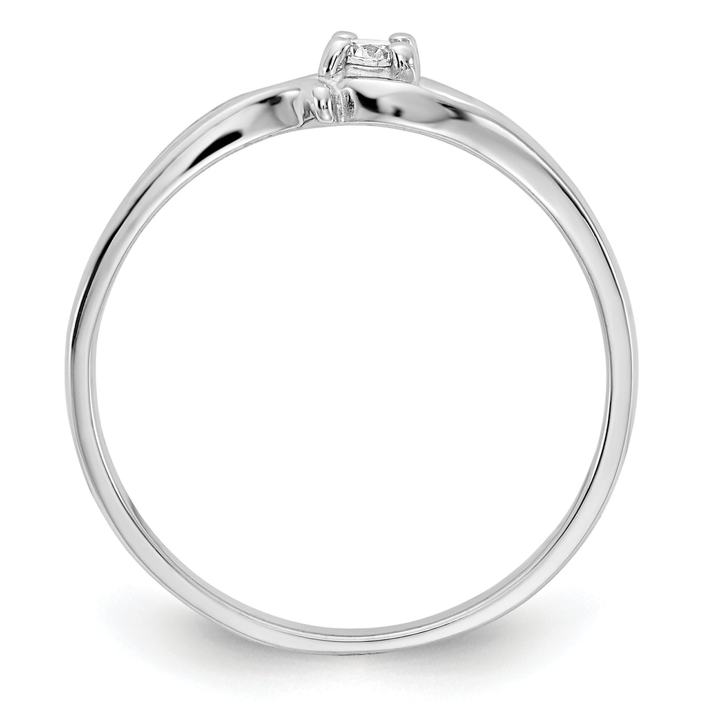 14k White Gold Polished AA Diamond Ring