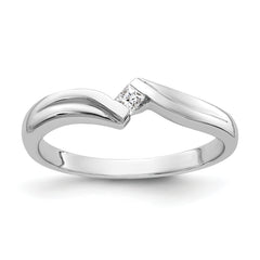 14k White Gold Polished AA Diamond Ring