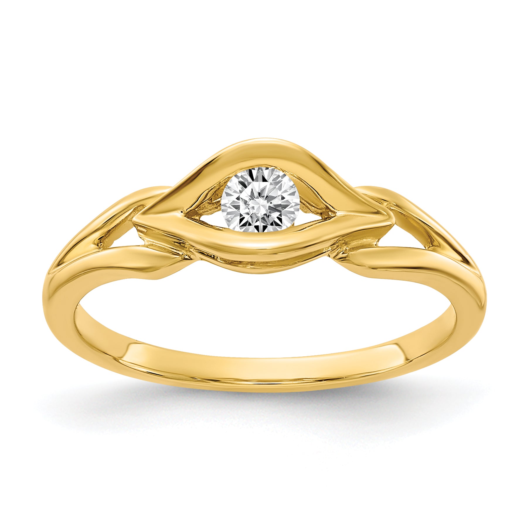 14k Polished AA Diamond ring