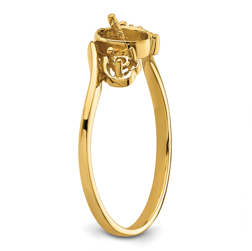 14k Diamond & 7mm Pearl Ring Mounting (No Stone Included)