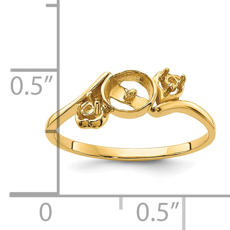 14k Diamond & 7mm Pearl Ring Mounting (No Stone Included)