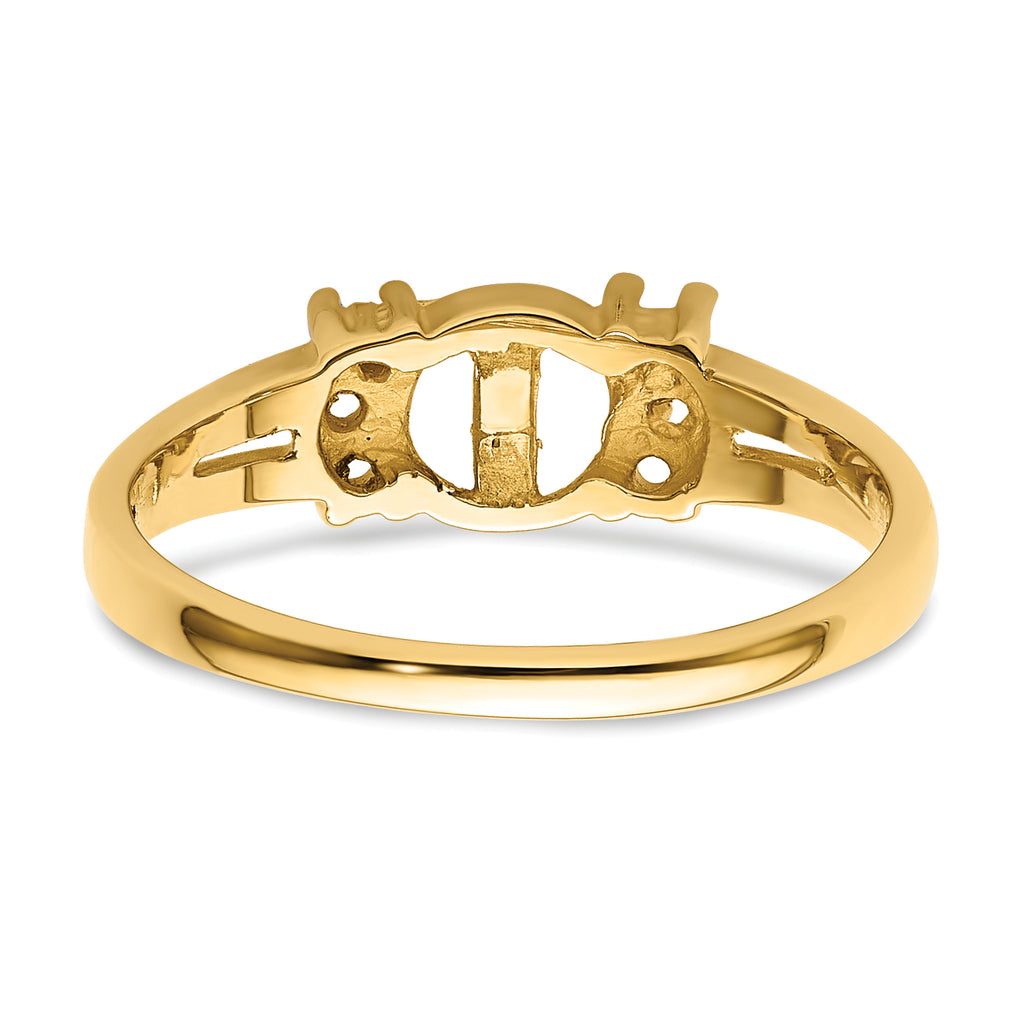 14k Diamond & 6mm Pearl Ring Mounting (No Stone Included)