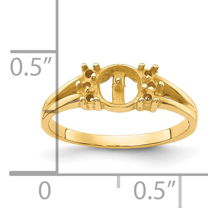 14k Diamond & 6mm Pearl Ring Mounting (No Stone Included)