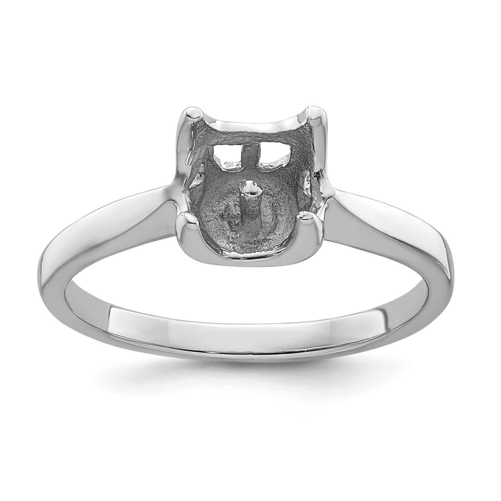 14k White Gold 6mm Pearl Ring Mounting Main image