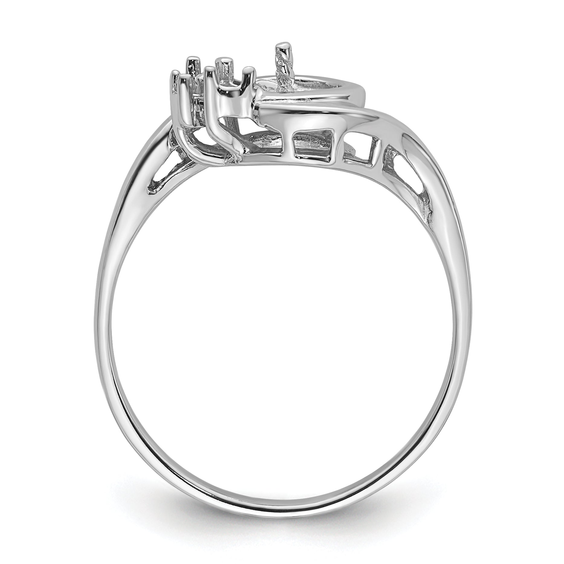 14k White Gold Diamond & 6mm Pearl Ring Mounting (No Stone Included) Secondary image