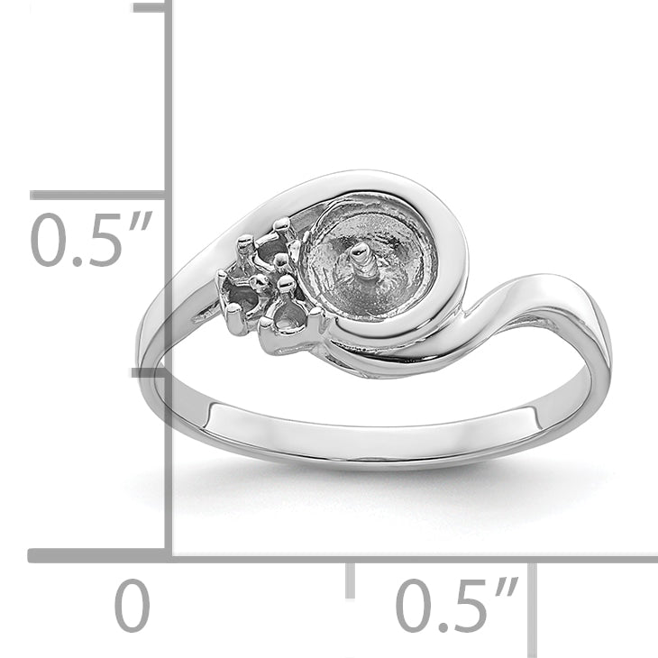 14k White Gold Diamond & 6mm Pearl Ring Mounting (No Stone Included)