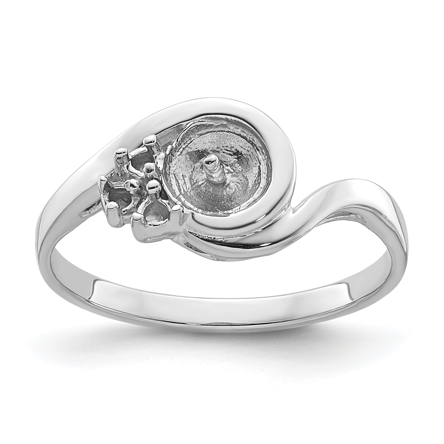 14k White Gold Diamond & 6mm Pearl Ring Mounting Main image
