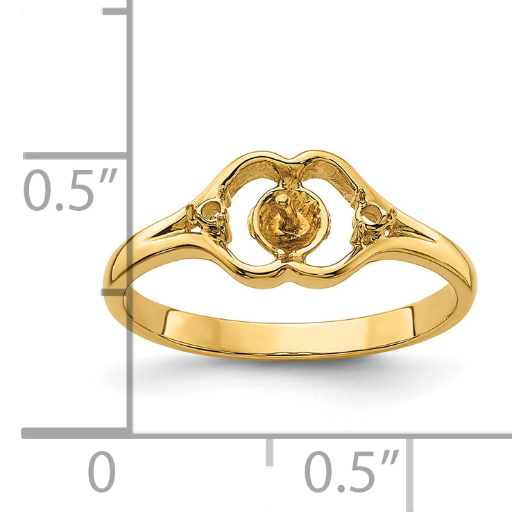 14k 6mm Pearl & Diamond Ring Mounting (No Stone Included)