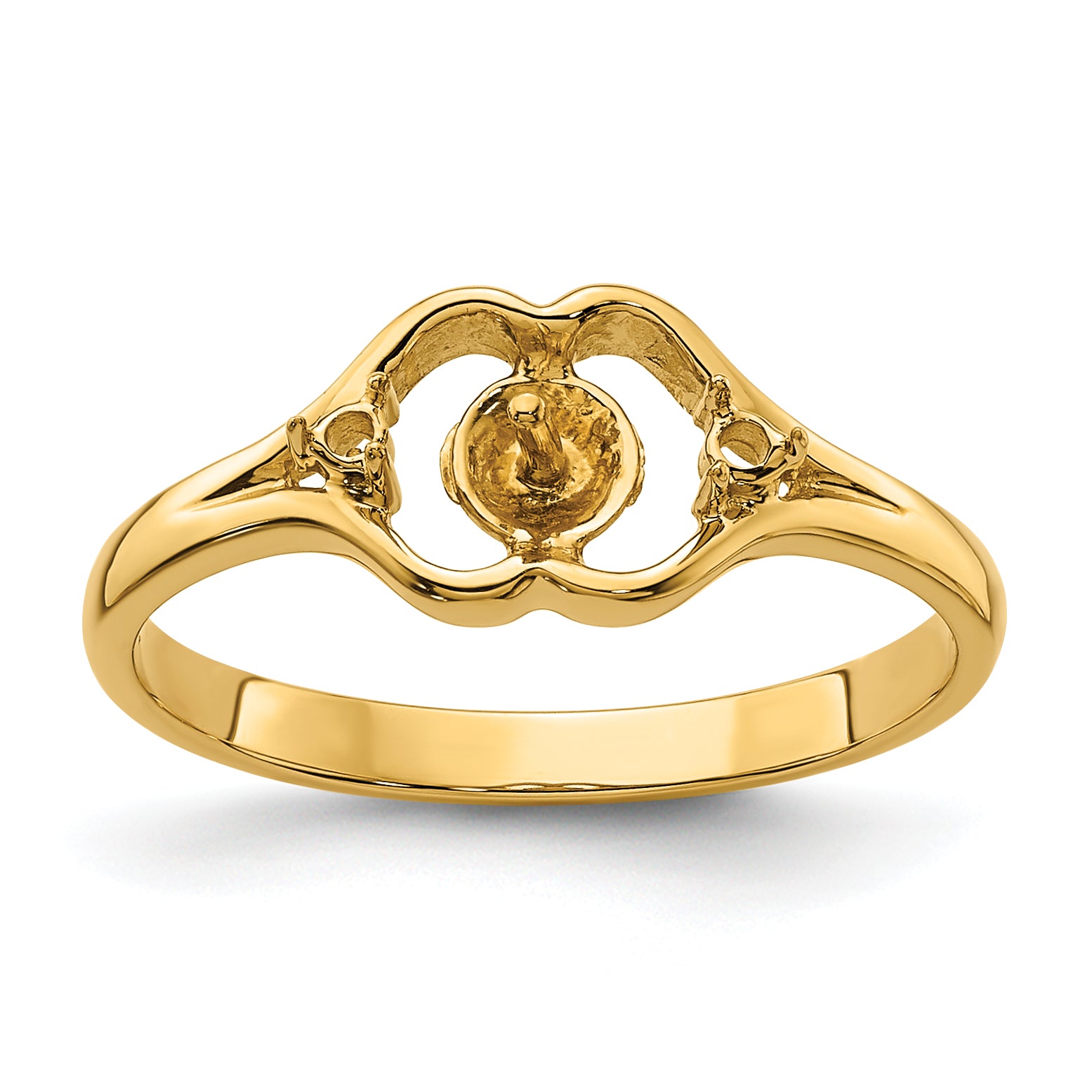 14k 6mm Pearl & Diamond Ring Mounting Main image