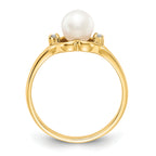 14k 6mm Fresh Water Cultured Pearl AA Diamond ring