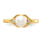 14k 6mm Fresh Water Cultured Pearl AA Diamond ring