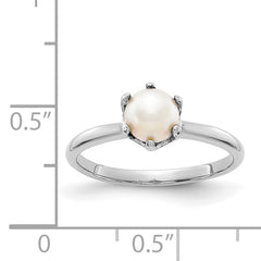 14k White Gold 5.5mm Fresh Water Cultured Pearl ring