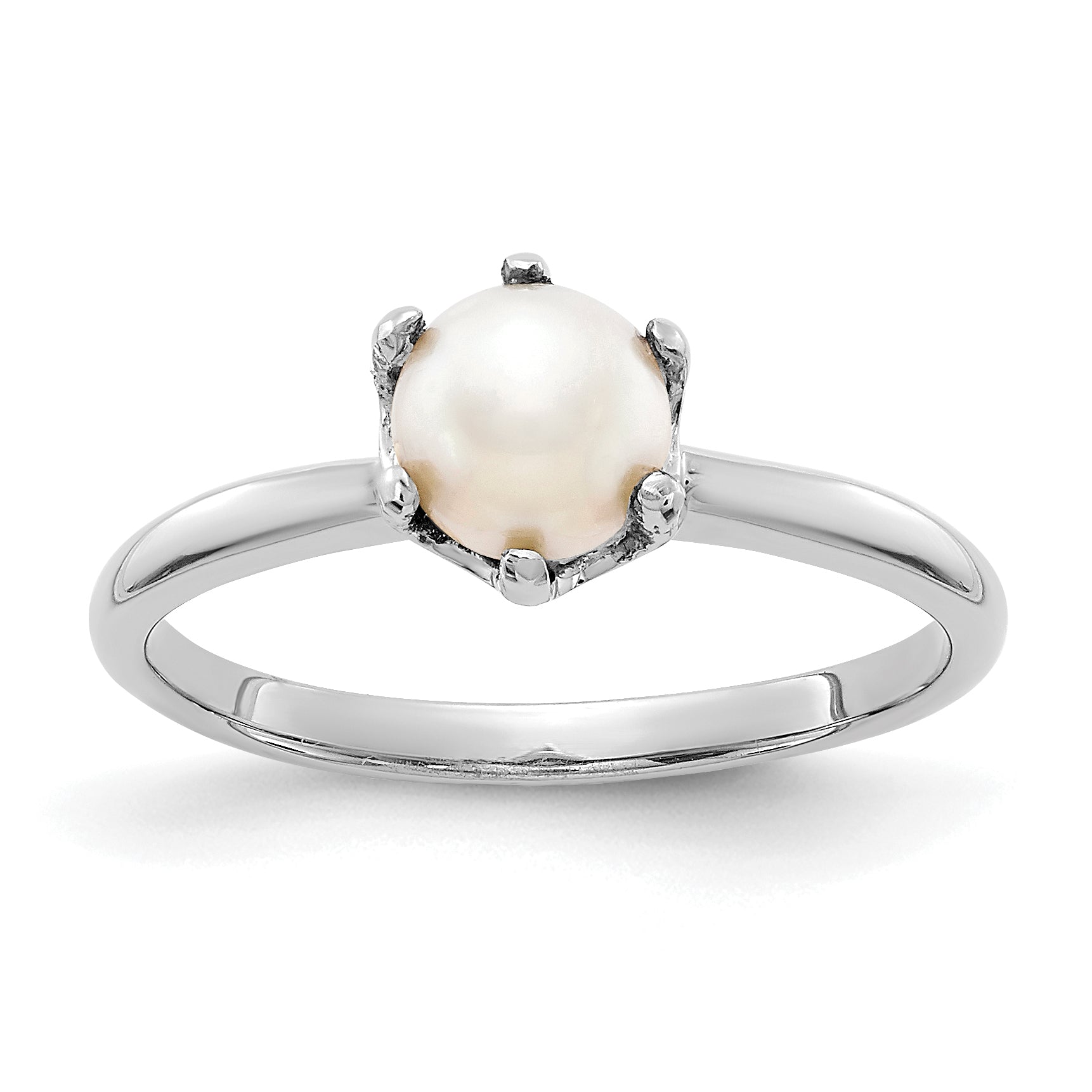 14k White Gold 5.5mm Fresh Water Cultured Pearl ring