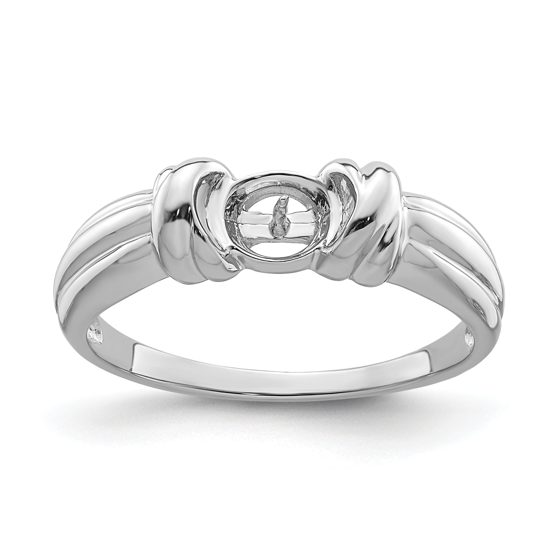 14k White Gold 6mm Pearl Ring Mounting Main image
