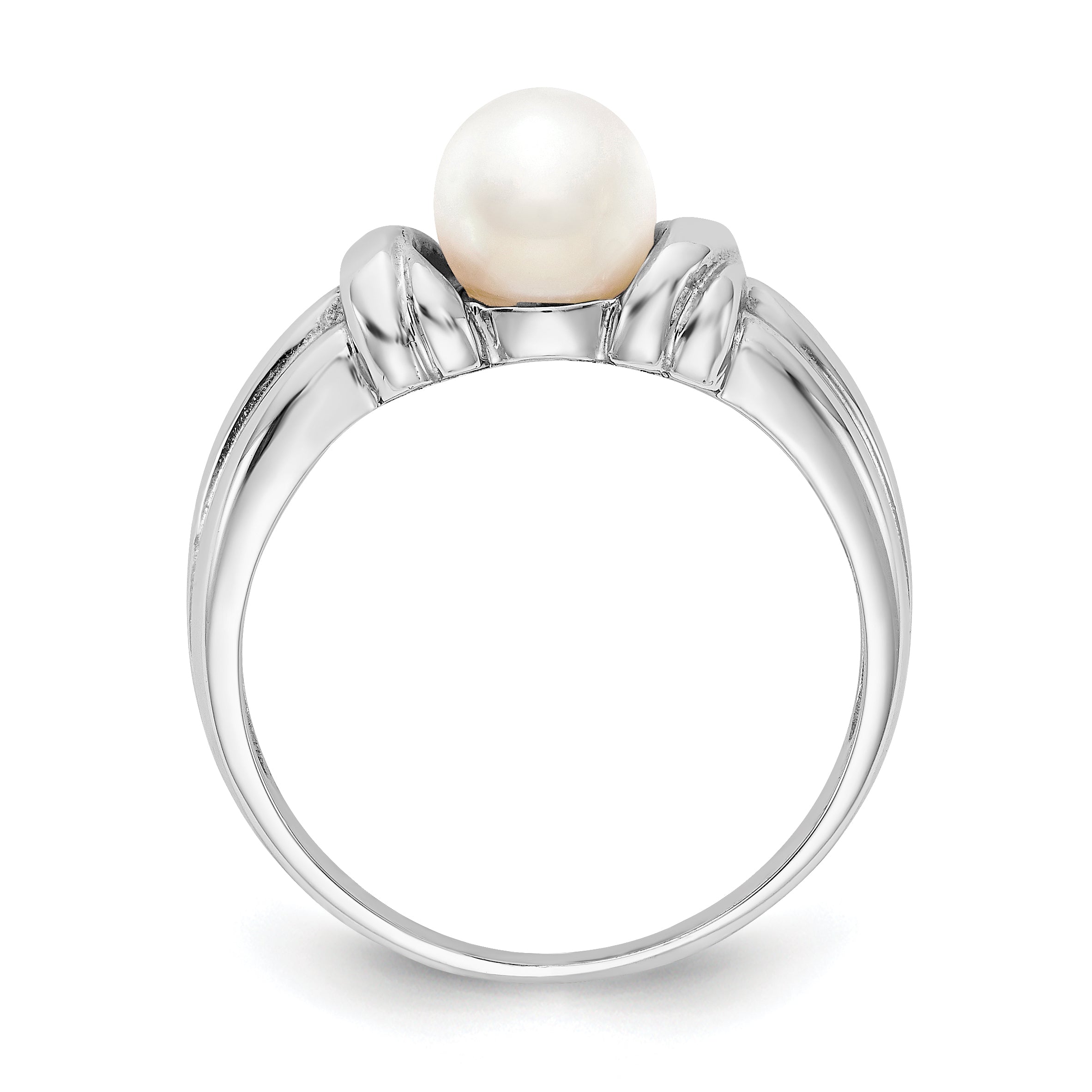White Freshwater Pearl Ring in 14K White Gold, Size 7 Secondary image