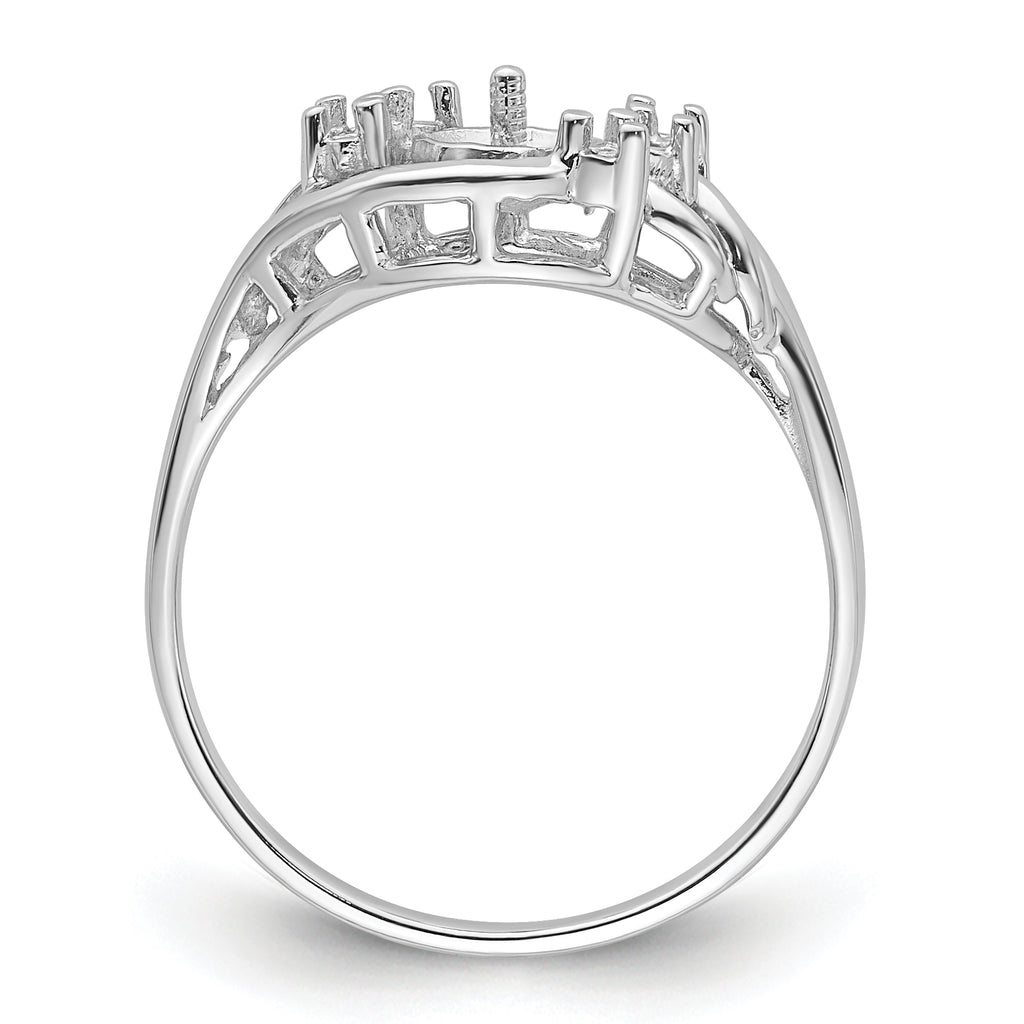 14k White Gold 6mm Pearl & Diamond Ring Mounting (No Stone Included)
