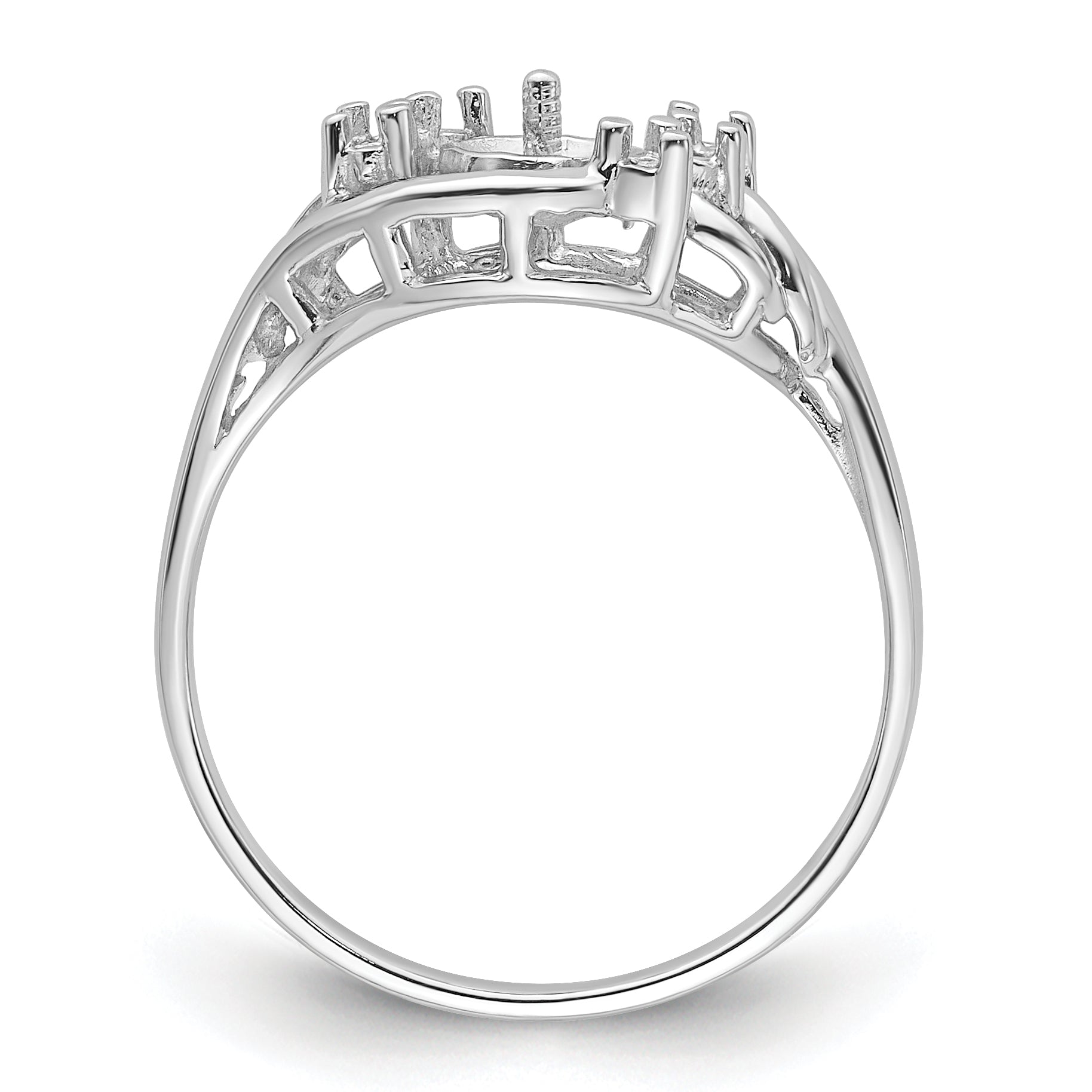 14k White Gold 6mm Pearl & Diamond Ring Mounting (No Stone Included)