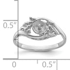 14k White Gold 6mm Pearl & Diamond Ring Mounting (No Stone Included)