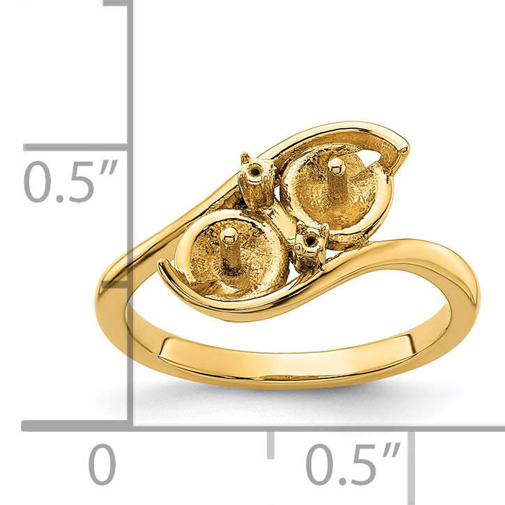 14k 6mm Pearl & Diamond Ring Mounting (No Stone Included)