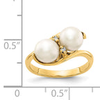 14k 6mm Fresh Water Cultured Pearl AA Diamond ring
