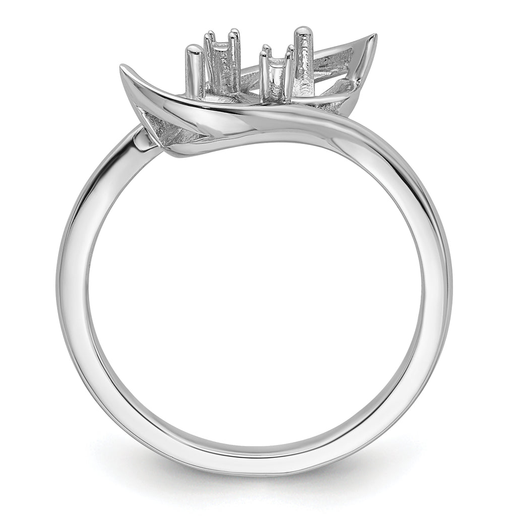 14k White Gold 6mm Pearl & Diamond Ring Mounting (No Stone Included)
