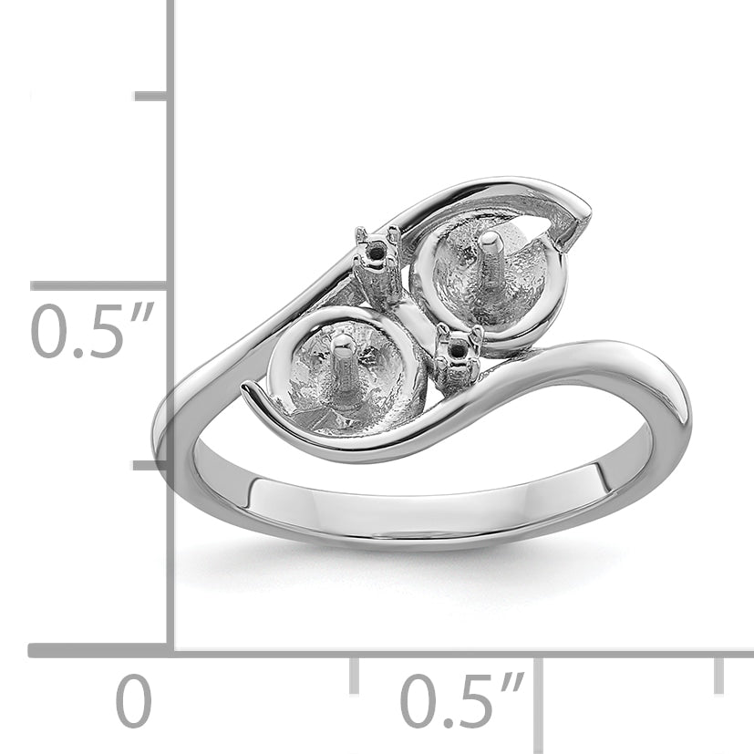 14k White Gold 6mm Pearl & Diamond Ring Mounting (No Stone Included)