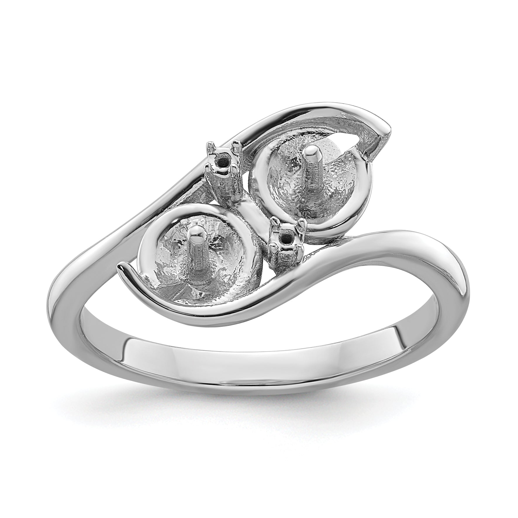 14k White Gold 6mm Pearl & Diamond Ring Mounting Main image