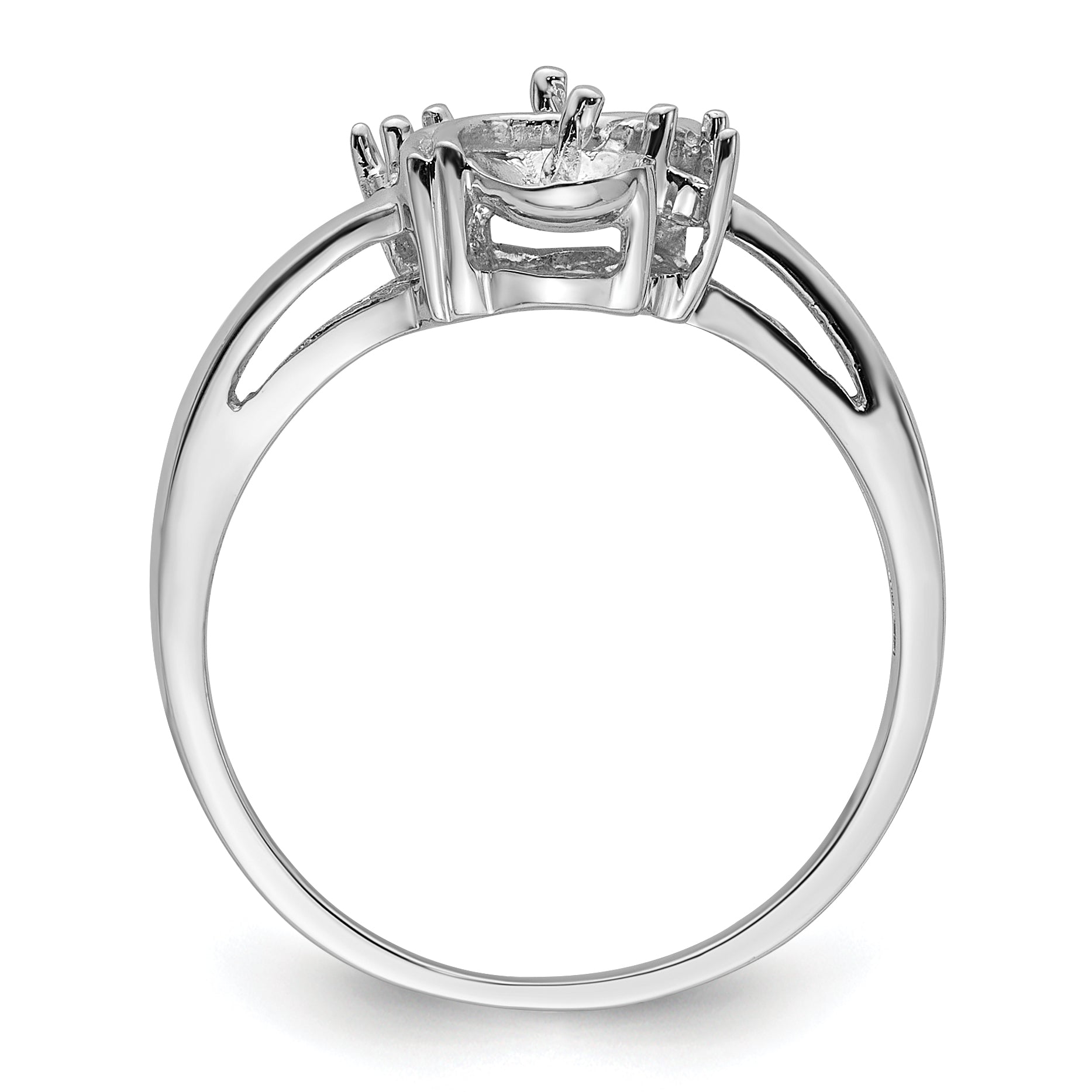 14k White Gold 5.5mm Pearl & Diamond Ring Mounting (No Stone Included)