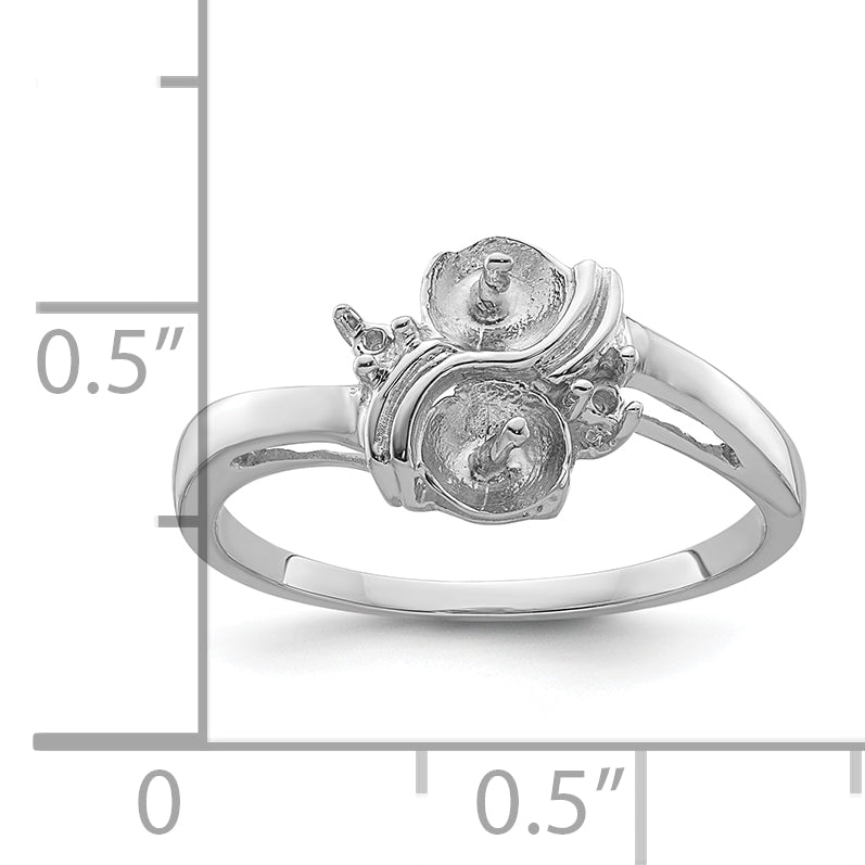 14k White Gold 5.5mm Pearl & Diamond Ring Mounting (No Stone Included)